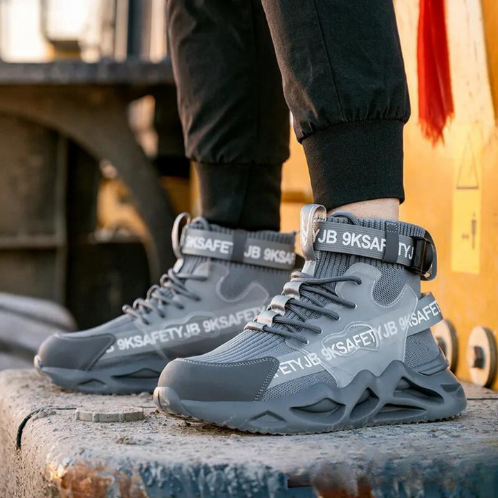 Mirla | Bekväma halvhöga säkerhetsskor med snörning och vristremmar för herrar-Eva Jonsson