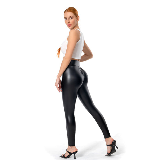 Mirla | Bekväma och figursydda läderleggings med dragkedja för damer-Eva Jonsson