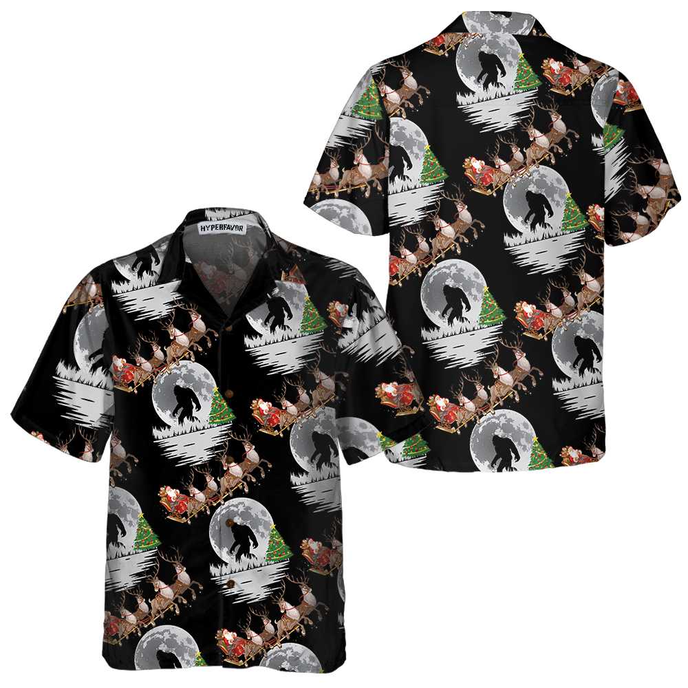 Mirla | Bigfoot & Jultomten På Julafton Hawaiian Shirt Roliga Julskjortor För Män-Eva Jonsson