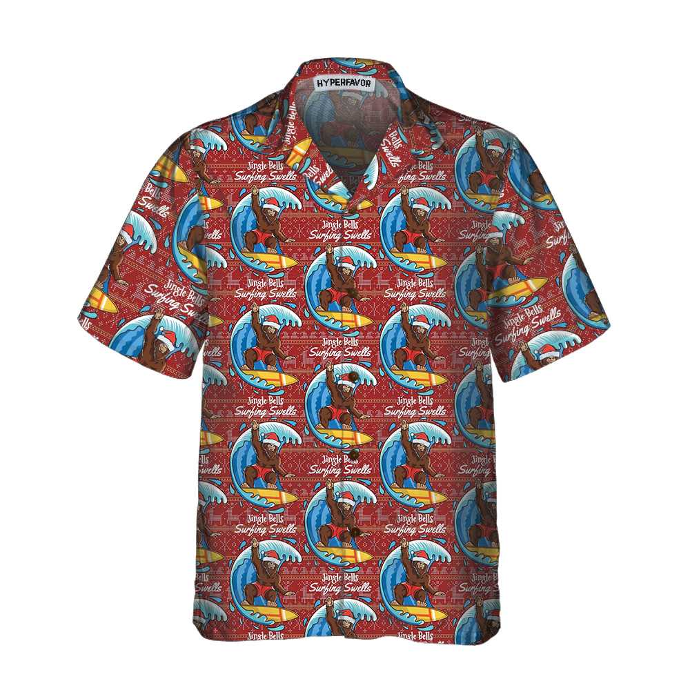 Mirla | Bigfoot Surfing Jul Hawaii Shirt Roligt Jul Bigfoot Shirt Bästa Julklappidé-Eva Jonsson