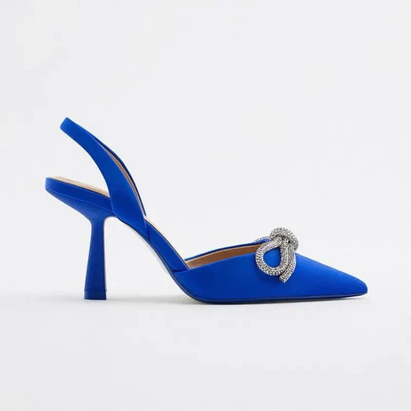 Mirla | Blå Damer Muellerschuhe Baotou Schleife Spets Högklackade Sommarmode Hundra Sexiga Damer Sandaler Skor Sandaler Höga Klackar-Eva Jonsson