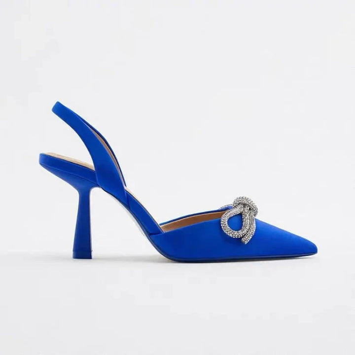 Mirla | Blå Damer Muellerschuhe Baotou Schleife Spets Högklackade Sommarmode Hundra Sexiga Damer Sandaler Skor Sandaler Höga Klackar-Eva Jonsson