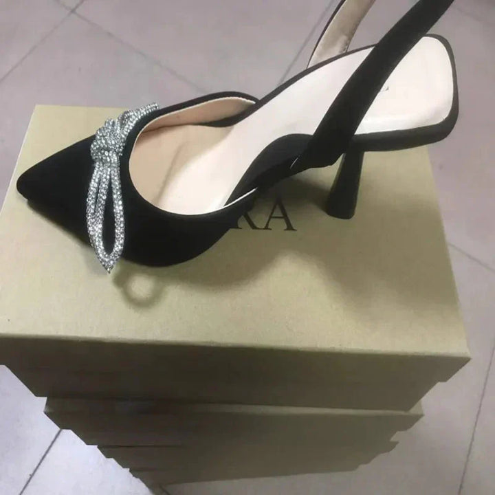 Mirla | Blå Damer Muellerschuhe Baotou Schleife Spets Högklackade Sommarmode Hundra Sexiga Damer Sandaler Skor Sandaler Höga Klackar-Eva Jonsson