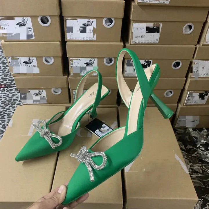 Mirla | Blå Damer Muellerschuhe Baotou Schleife Spets Högklackade Sommarmode Hundra Sexiga Damer Sandaler Skor Sandaler Höga Klackar-Eva Jonsson