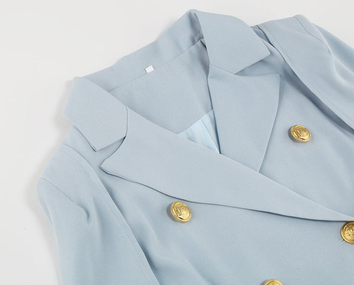 Mirla | Blazer Mini Klänning med Bälte och Gyldene Knapppdetaljer-Eva Jonsson