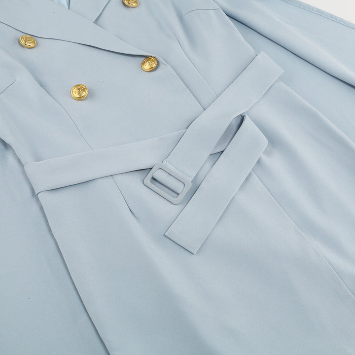 Mirla | Blazer Mini Klänning med Bälte och Gyldene Knapppdetaljer-Eva Jonsson