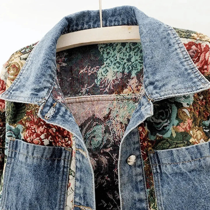 Mirla | Blommig Denim Jacka-Eva Jonsson