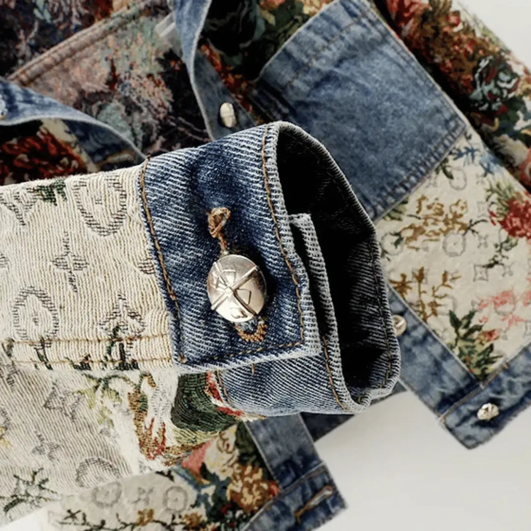 Mirla | Blommig Denim Jacka-Eva Jonsson