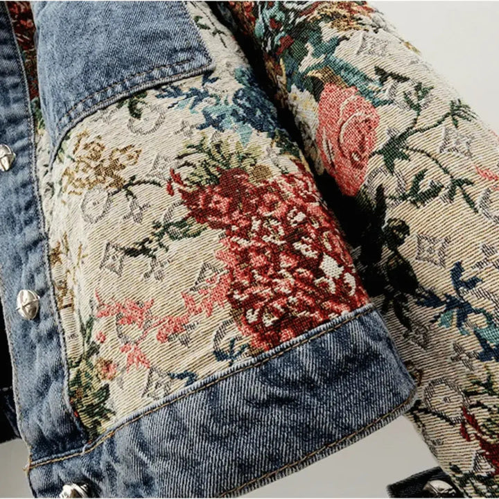Mirla | Blommig Denim Jacka-Eva Jonsson