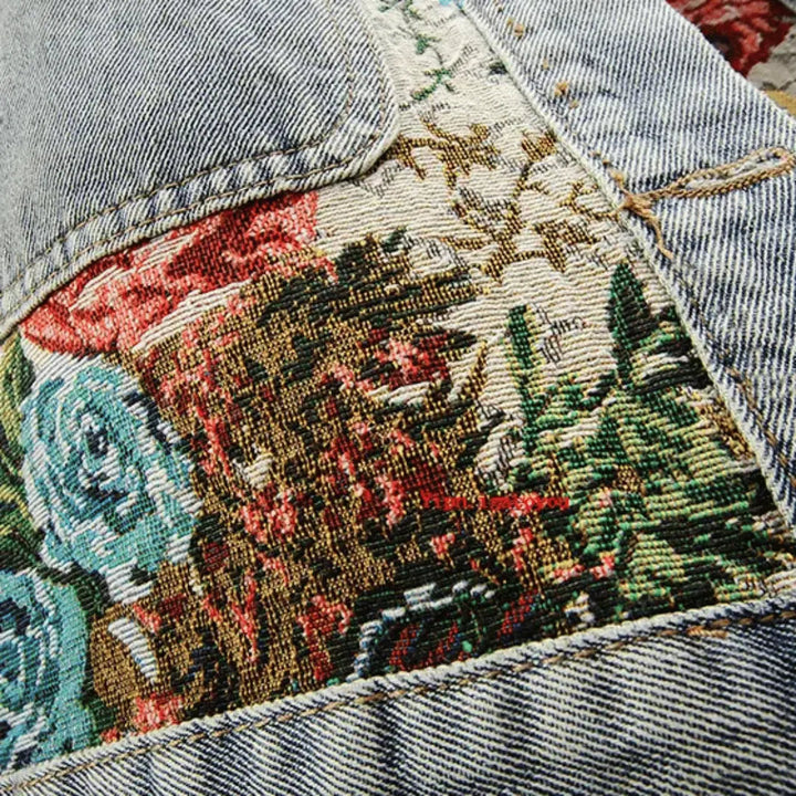 Mirla | Blommig Denim Jacka-Eva Jonsson