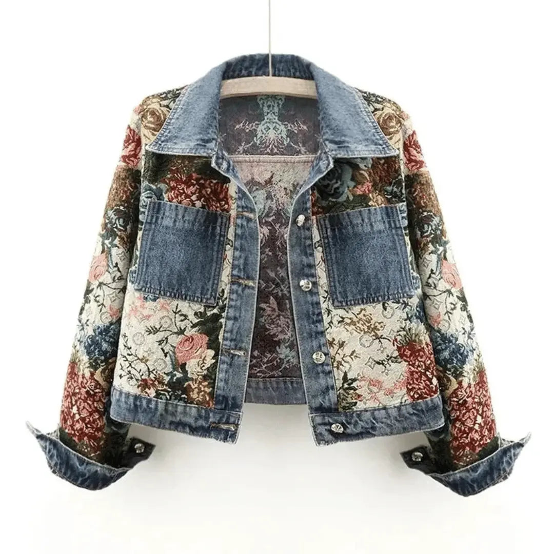 Mirla | Blommig Denim Jacka-Eva Jonsson