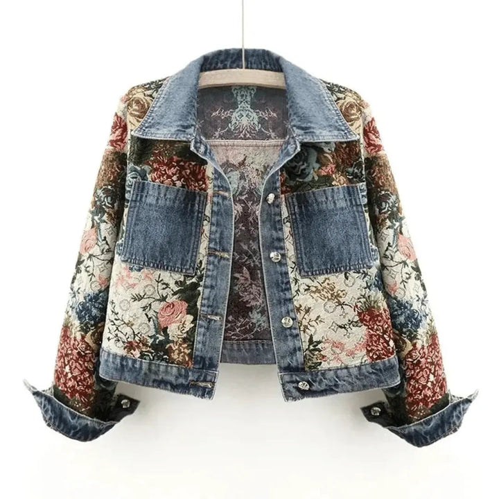 Mirla | Blommig Denim Jacka-Eva Jonsson