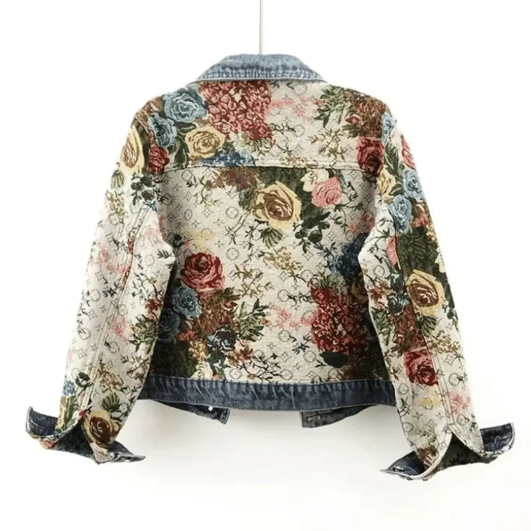 Mirla | Blommig Denim Jacka-Eva Jonsson