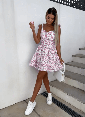 Mirla | Blommig Tryck ärmlös Boho Klänning-Eva Jonsson