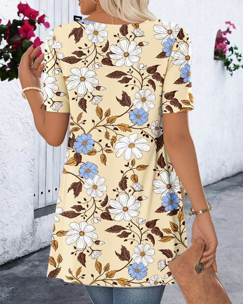 Mirla | Blus Fake Tvådelad Blommönster-Eva Jonsson
