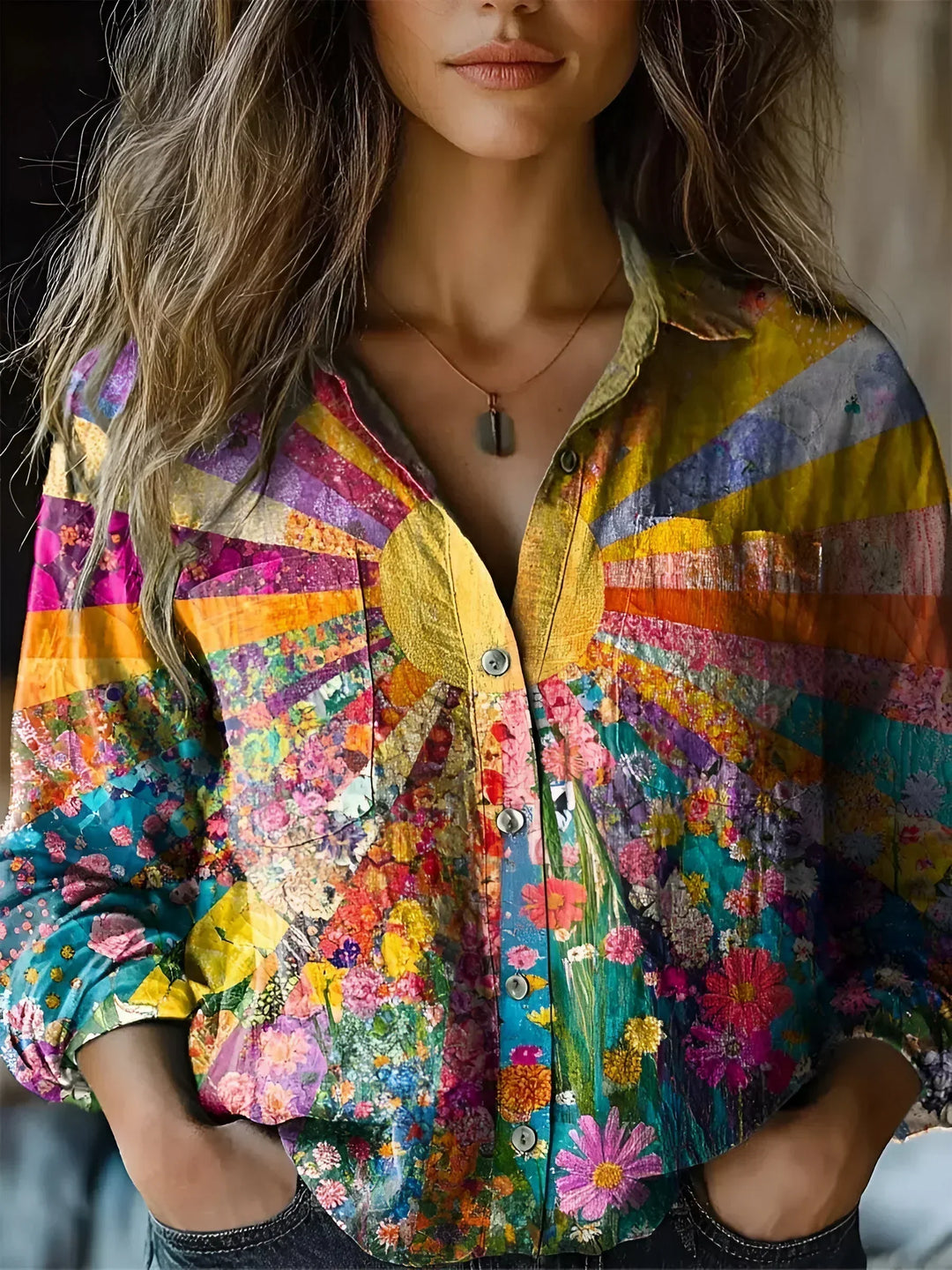 Mirla | Bohemian bomulls solrosblus för kvinnor-Eva Jonsson