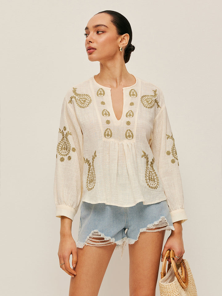 Mirla | Boho Broderad Blus-Eva Jonsson