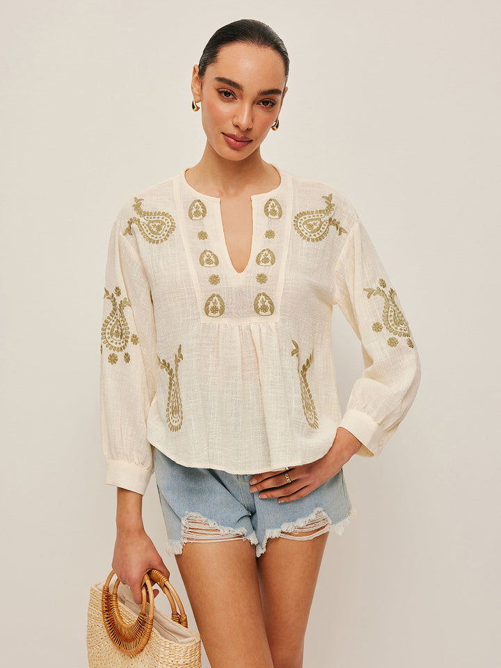 Mirla | Boho Broderad Blus-Eva Jonsson
