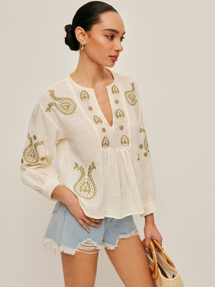 Mirla | Boho Broderad Blus-Eva Jonsson
