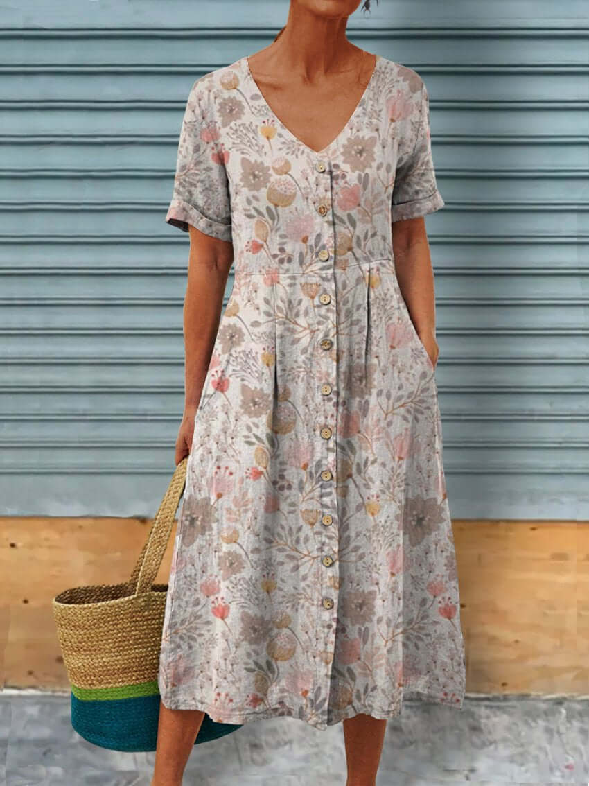 Mirla | Boho Trädgård Blommor Linne Väskor Tunika Klänning-Eva Jonsson