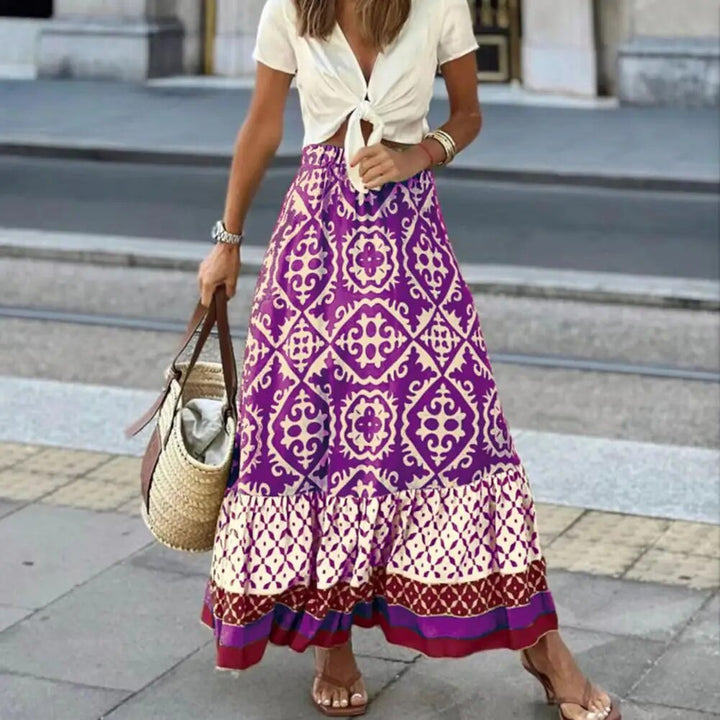 Mirla | Boho Tryck Maxi Kjol för Damer-Eva Jonsson