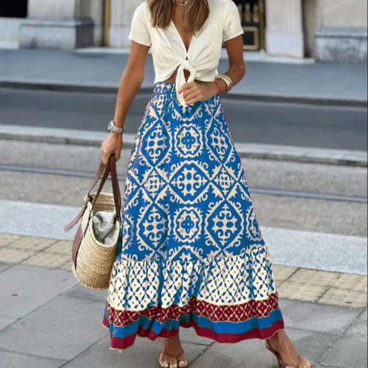Mirla | Boho Tryck Maxi Kjol för Damer-Eva Jonsson