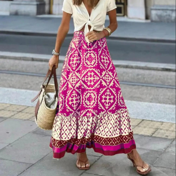 Mirla | Boho Tryck Maxi Kjol för Damer-Eva Jonsson