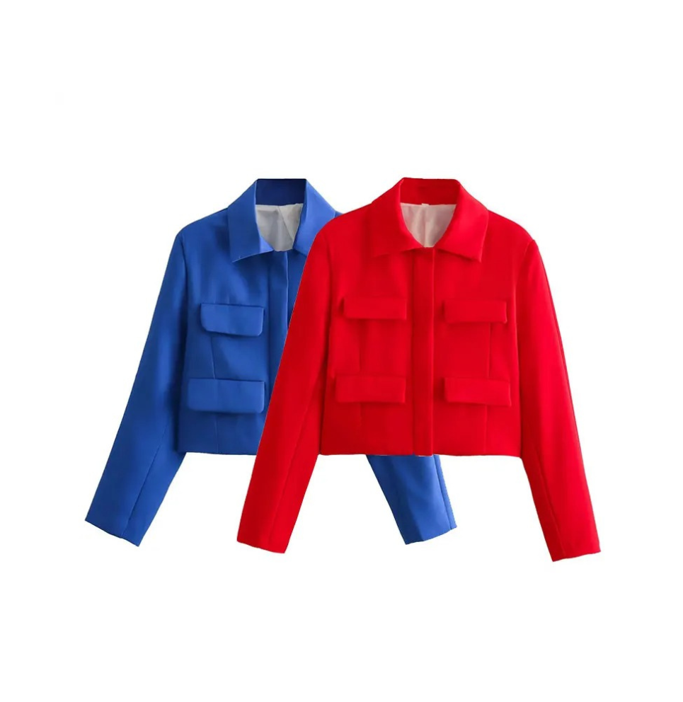 Mirla | Bomberjacka Dam Kortjacka med Fyra Framlägg och Minimalistisk Design-Eva Jonsson