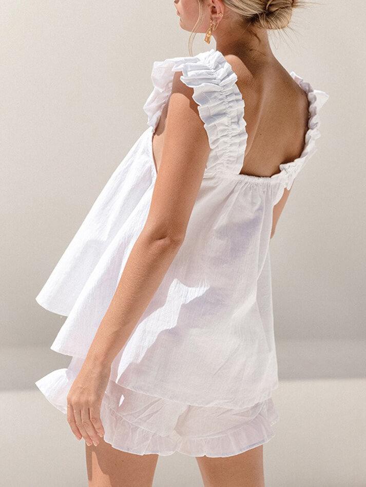 Mirla | Bomull Rynkade Cami Shorts Set-Eva Jonsson