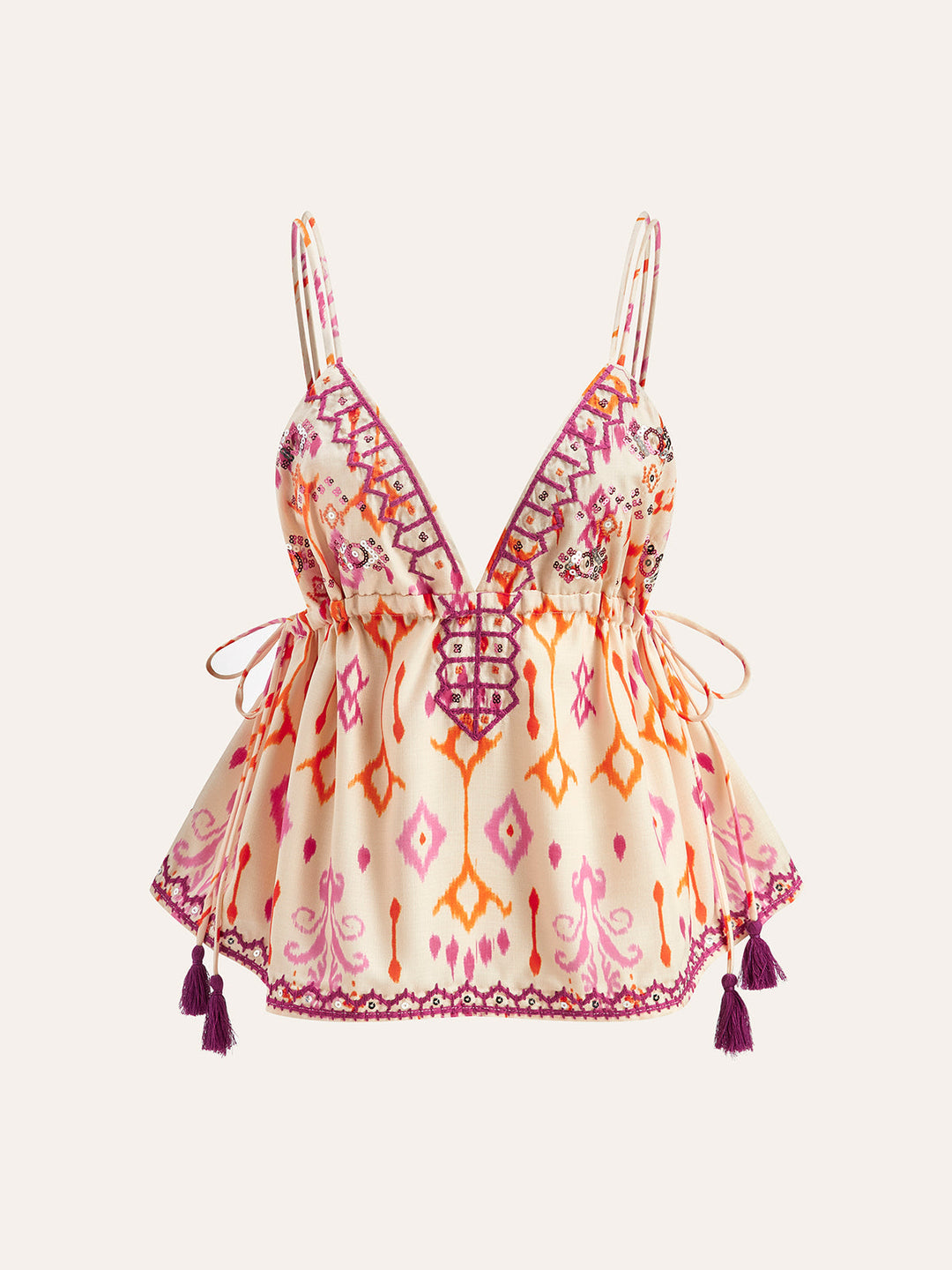 Mirla | Broderad Boho Kvastband Cami Top-Eva Jonsson