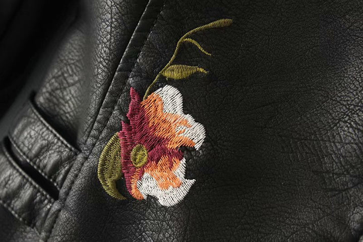 Mirla | Broderad Dekorerad Vegansk Läderjacka-Eva Jonsson