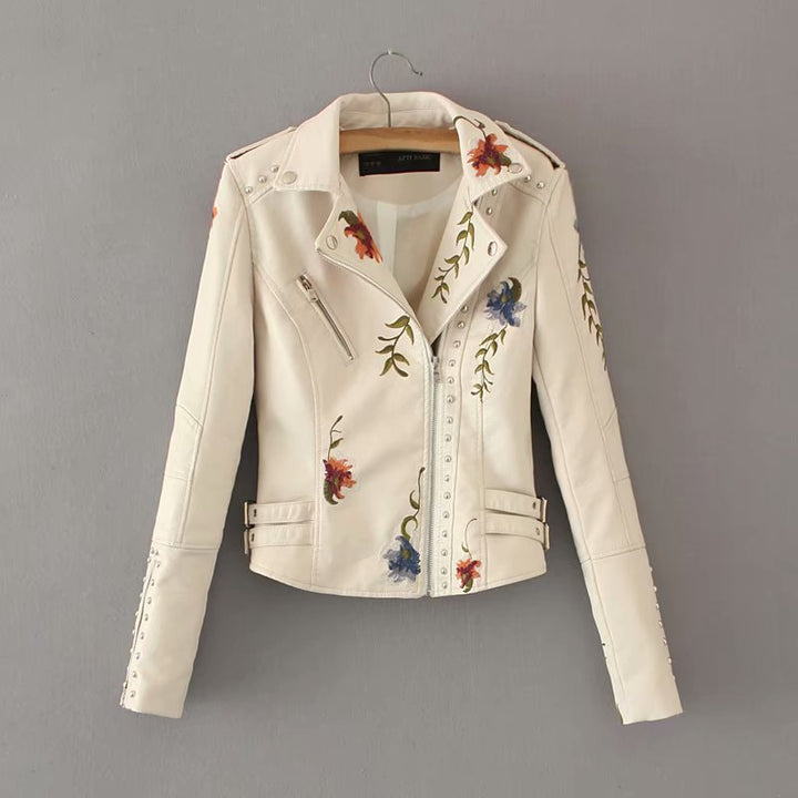 Mirla | Broderad Dekorerad Vegansk Läderjacka-Eva Jonsson