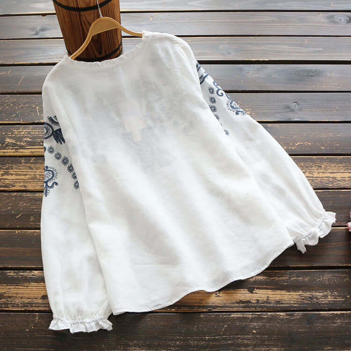 Mirla | Broderad Rundhals-T-shirt-Eva Jonsson