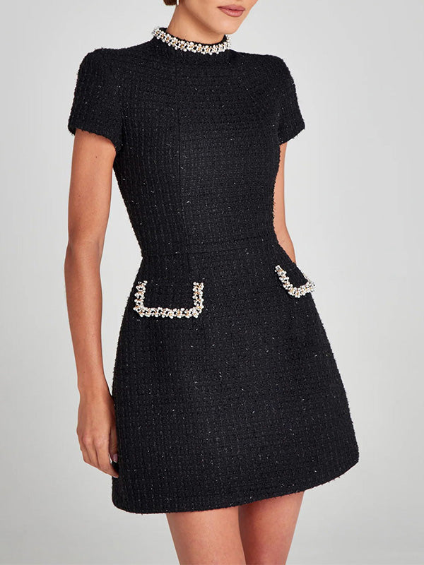 Mirla | Broderad Tweed Miniklänning för kvinnor-Eva Jonsson
