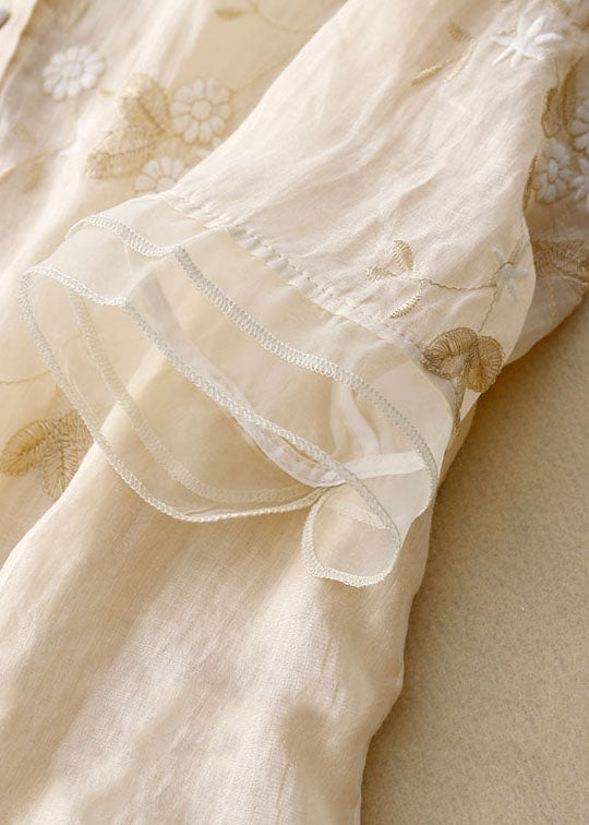 Mirla | Broderad bomull linneblus-Eva Jonsson