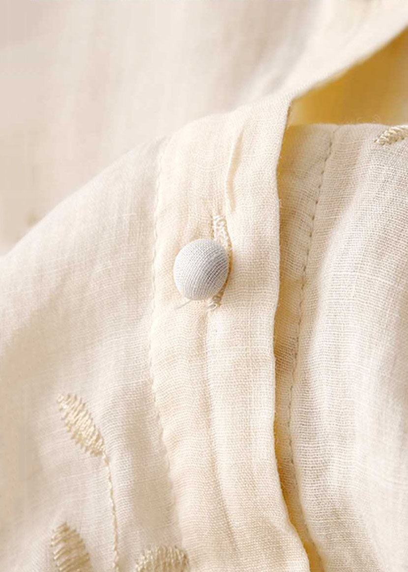 Mirla | Broderad bomull linneblus-Eva Jonsson
