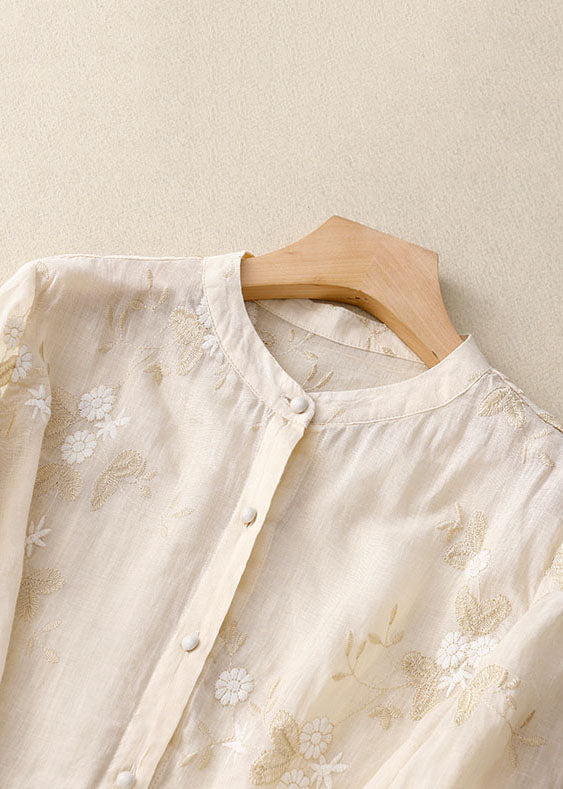 Mirla | Broderad bomull linneblus-Eva Jonsson