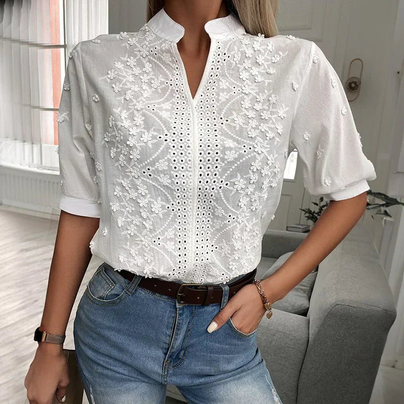 Mirla | Broderad bomullsblus-Eva Jonsson