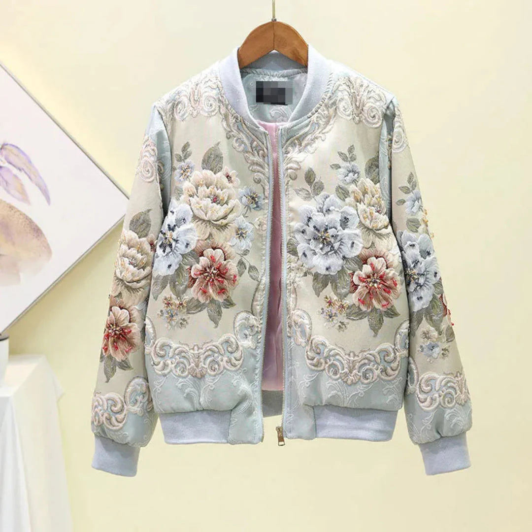 Mirla | Broderade Blommor Bomberjacka-Eva Jonsson