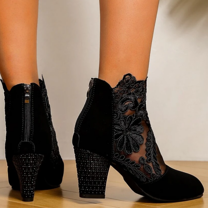 Mirla | Broderade High-Heel-Stövlar - Trendiga Skor-Eva Jonsson