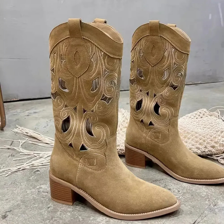 Mirla | Broderade westernstövlar damer med dekorativa utskärningar, cowboystövlar damer-Eva Jonsson