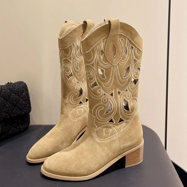 Mirla | Broderade westernstövlar damer med dekorativa utskärningar, cowboystövlar damer-Eva Jonsson