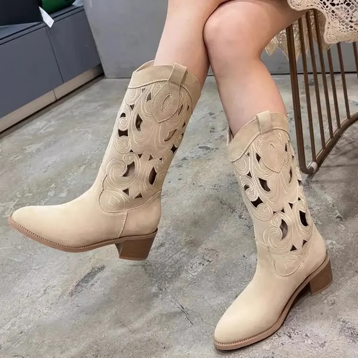 Mirla | Broderade westernstövlar damer med dekorativa utskärningar, cowboystövlar damer-Eva Jonsson