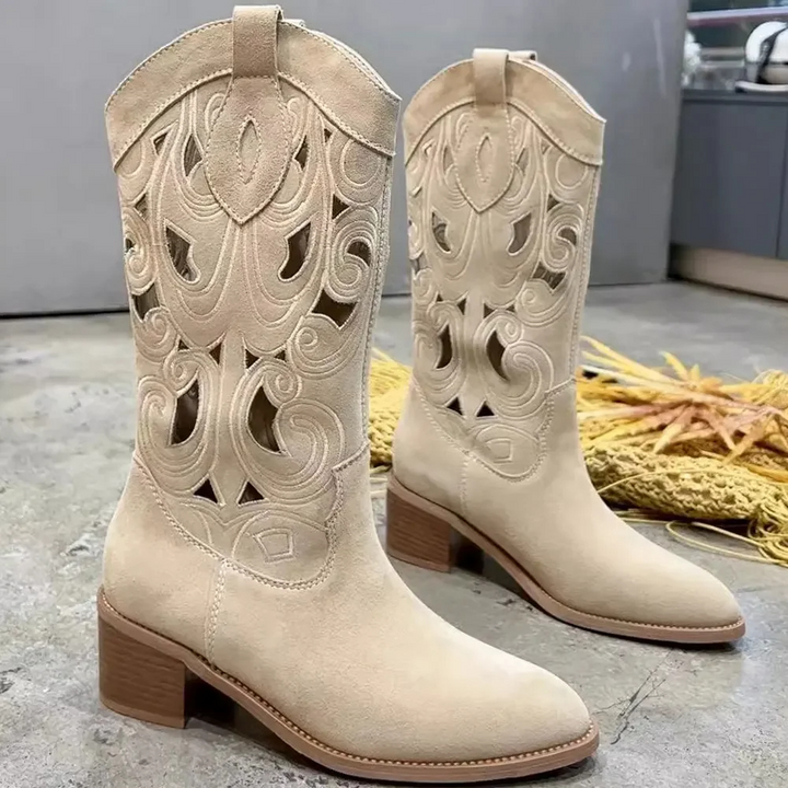Mirla | Broderade westernstövlar damer med dekorativa utskärningar, cowboystövlar damer-Eva Jonsson