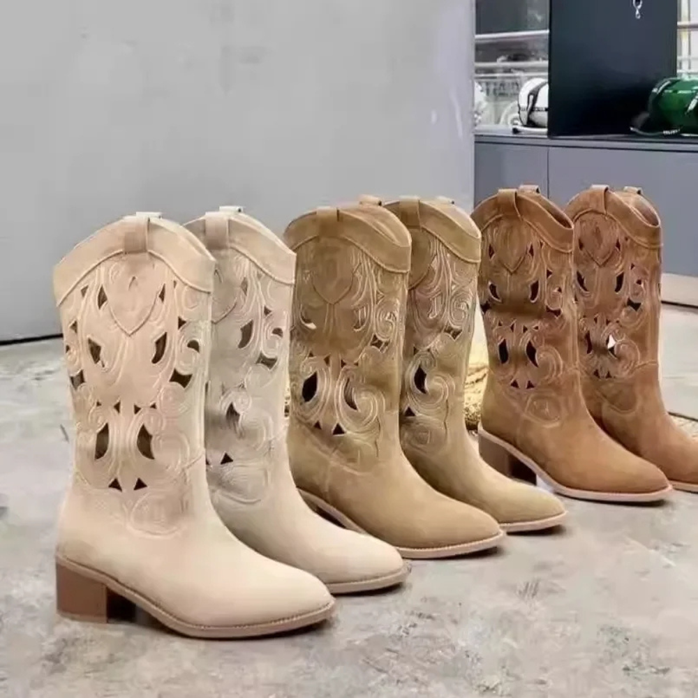 Mirla | Broderade westernstövlar damer med dekorativa utskärningar, cowboystövlar damer-Eva Jonsson