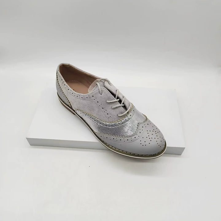 Mirla | Brogues skor Äkta läder Klassisk snörning Elegant perforerat mönster-Eva Jonsson