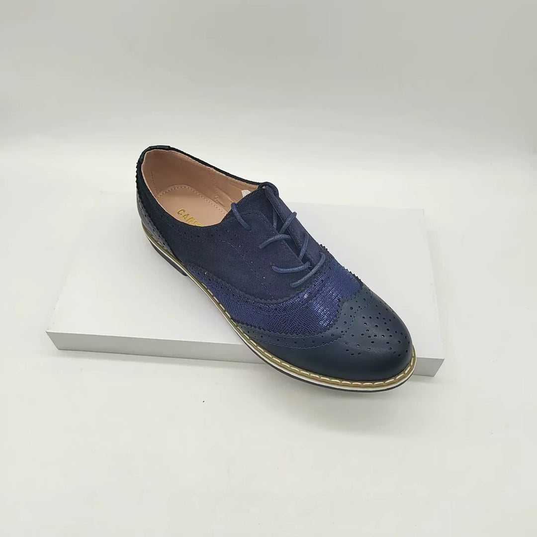 Mirla | Brogues skor Äkta läder Klassisk snörning Elegant perforerat mönster-Eva Jonsson