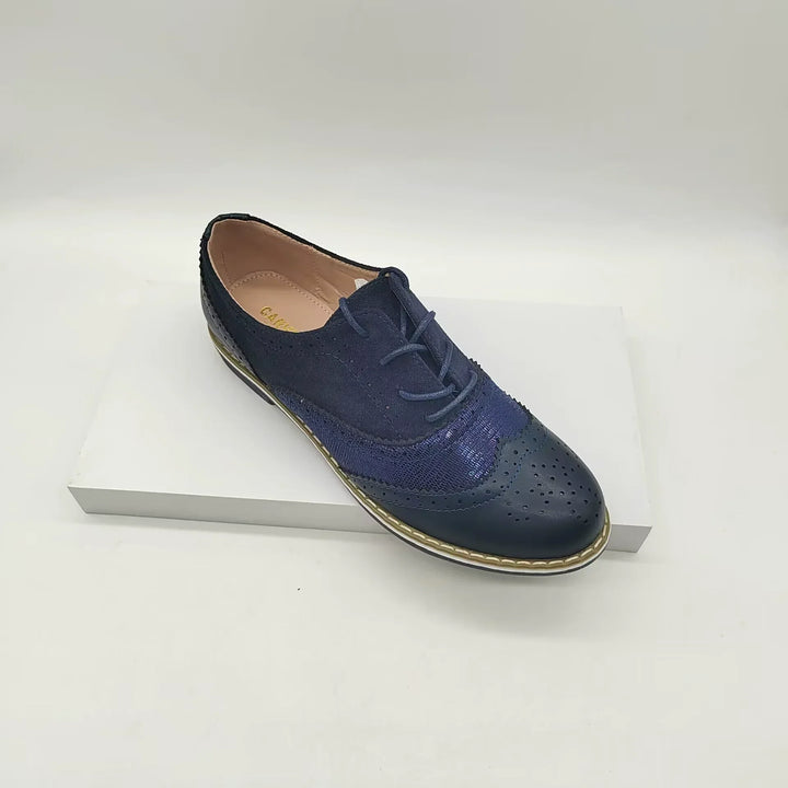 Mirla | Brogues skor Äkta läder Klassisk snörning Elegant perforerat mönster-Eva Jonsson