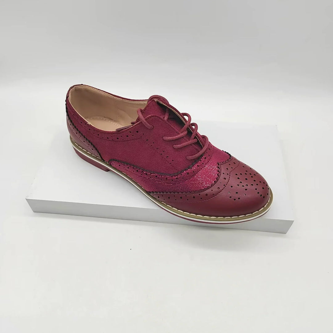 Mirla | Brogues skor Äkta läder Klassisk snörning Elegant perforerat mönster-Eva Jonsson