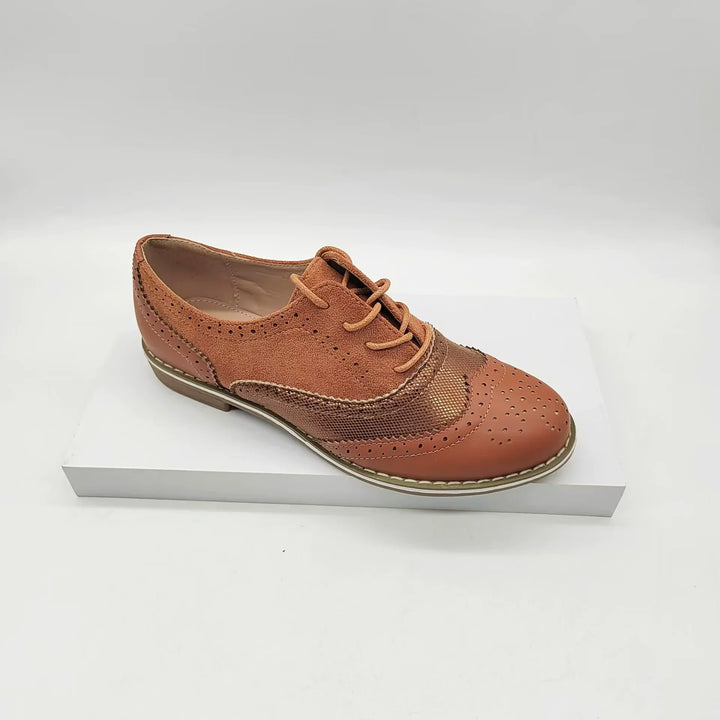 Mirla | Brogues skor Äkta läder Klassisk snörning Elegant perforerat mönster-Eva Jonsson